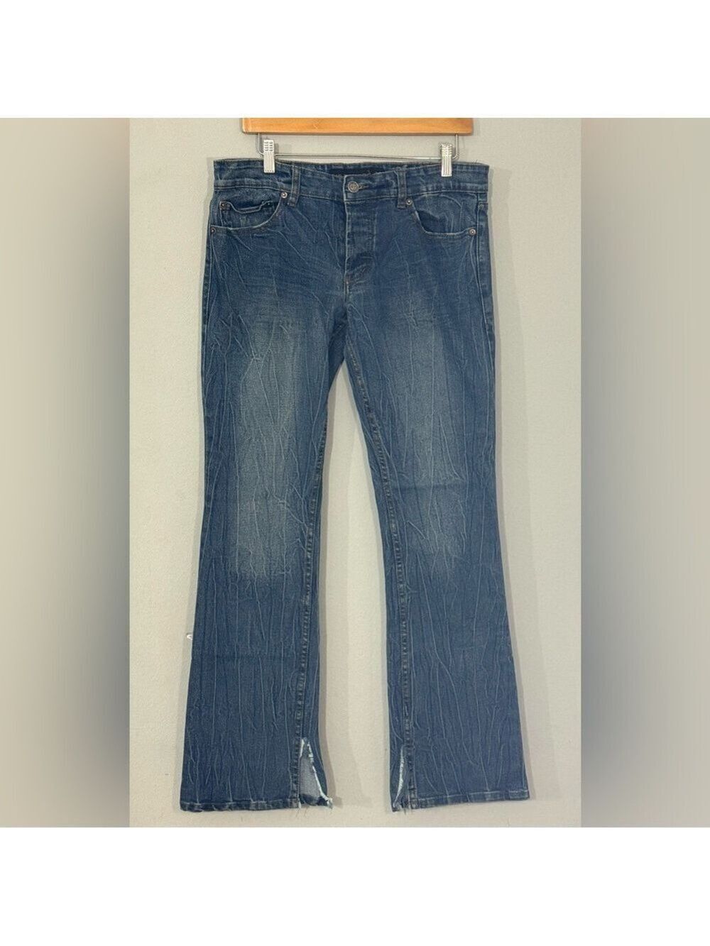 Lip Service Rocker Men’s Jeans 34 Bootcut Side Slit Y2K Punk